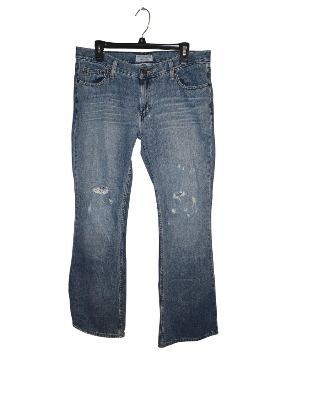 Vtg American Eagle Hipster Flare Denim Jeans Distressed Sz 12 100% Cotton Hippie - Picture 2 of 8